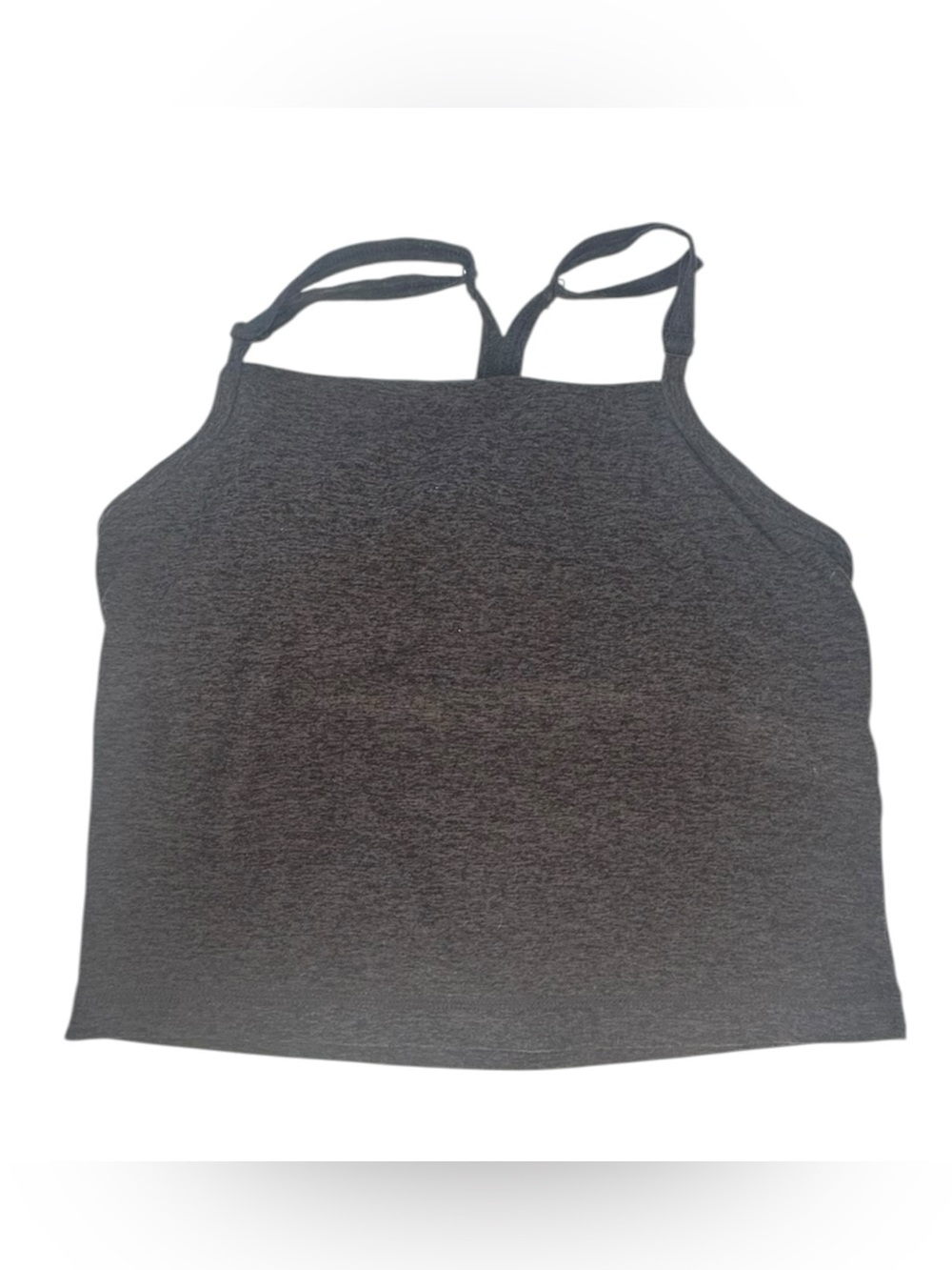 FLX Women’s Crop Tank Top Size M Gray Built In Bra Halter Keyhole Activewear